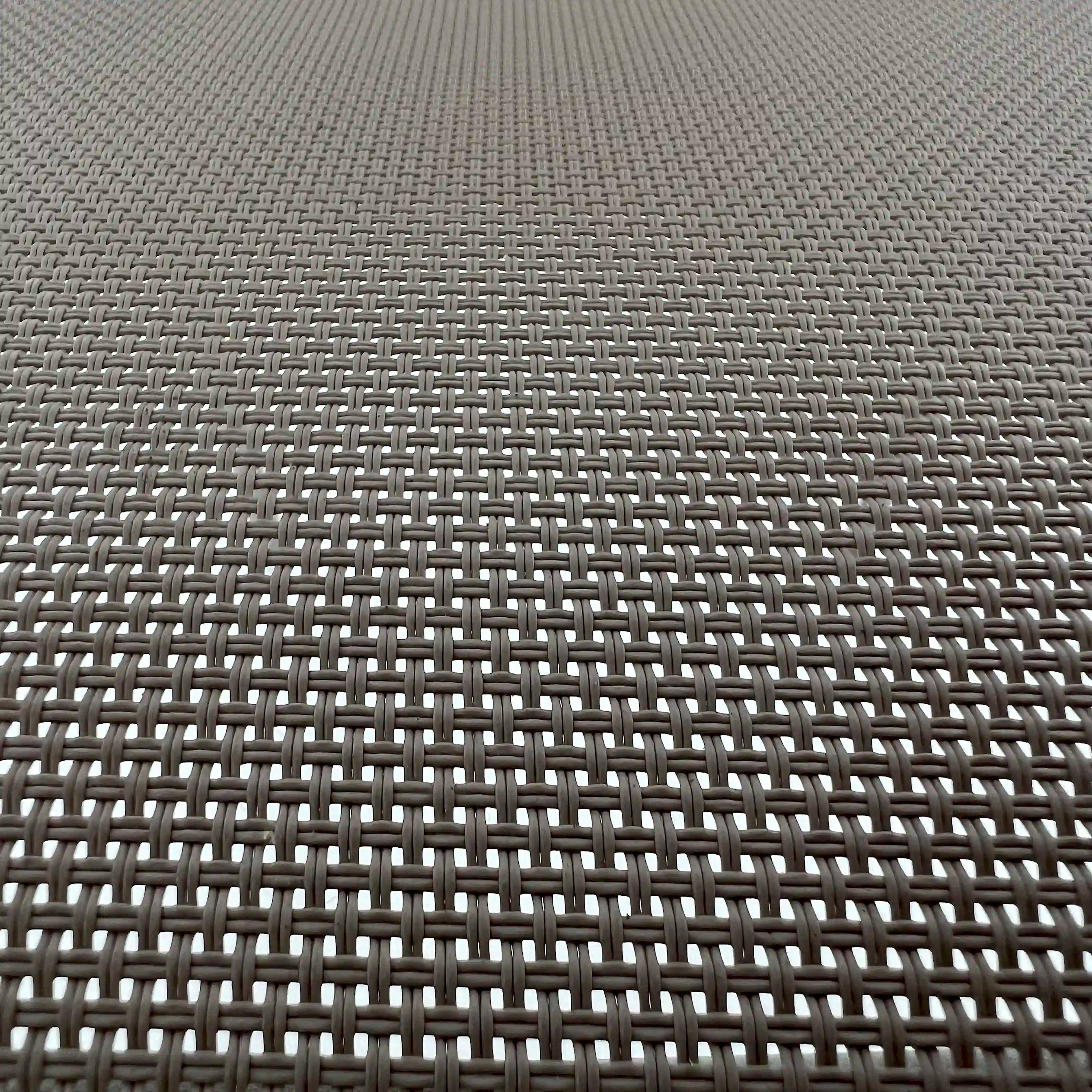 Outdoor aluminum mesh chair seat back panel in champagne gray weave pattern
