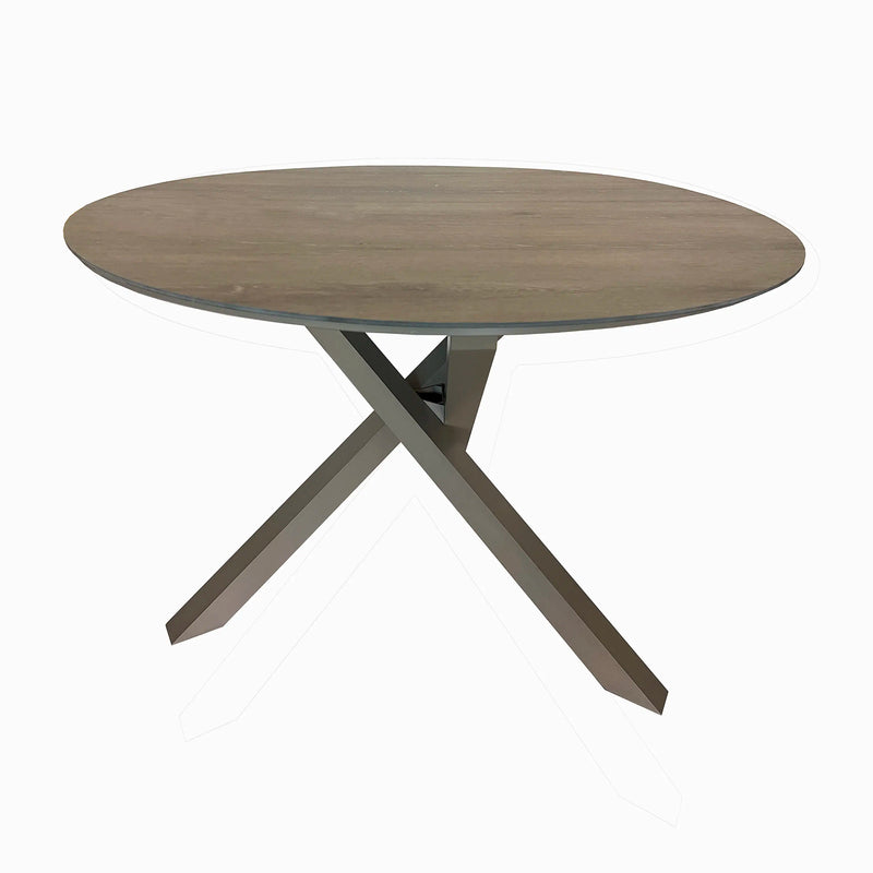 Deko Living 4 Place Seating Champagne Outdoor Aluminum Round Patio Dining Table and Stackable Chairs Set (COP30804)