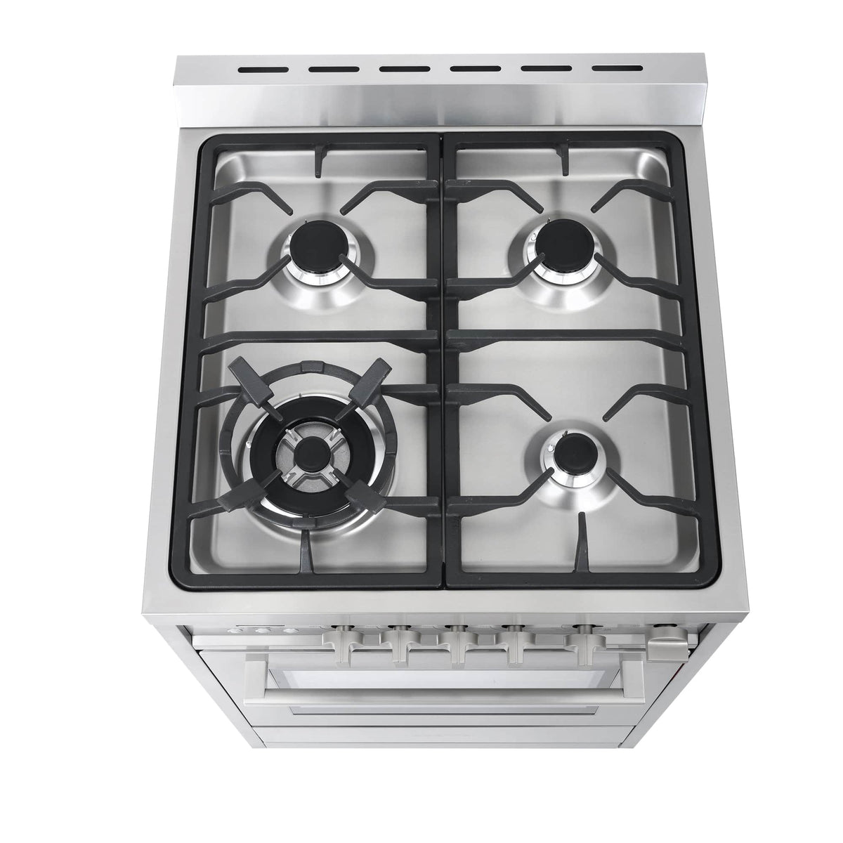 Stainless steel 4-burner gas cooktop with cast-iron burner grates