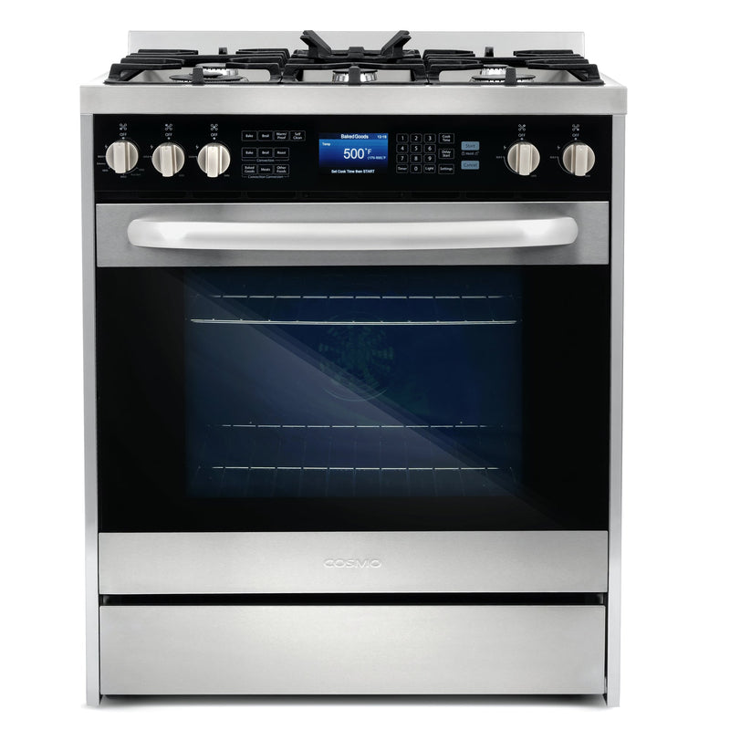 Cosmo 4-Piece Appliance Package - 30-Inch Dual Fuel Range, Island Range Hood, Dishwasher and Refrigerator in Stainless Steel (COS-4PKG-040)