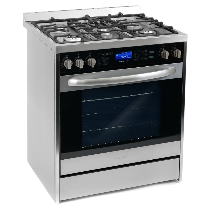 Cosmo 4-Piece Appliance Package - 30-Inch Dual Fuel Range, Island Range Hood, Dishwasher and Refrigerator in Stainless Steel (COS-4PKG-040)