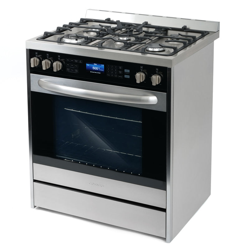 Cosmo 4-Piece Appliance Package - 30-Inch Dual Fuel Range, Island Range Hood, Dishwasher and Refrigerator in Stainless Steel (COS-4PKG-040)