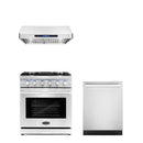 Cosmo 3 - Piece Appliance Package - 30-Inch Gas Range, 30-Inch Under Cabinet Range Hood and 24-Inch Dishwasher (COS-3PKG-012)