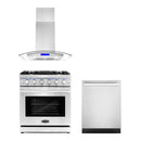 Cosmo 3 - Piece Appliance Package - 30-Inch Gas Range, 30-Inch Island Range Hood and 24-Inch Dishwasher (COS-3PKG-024)