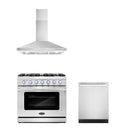 Cosmo 3 - Piece Appliance Package - 36-Inch Gas Range, 36-Inch Wall Mount Range Hood and 24-Inch Dishwasher (COS-3PKG-032)