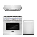 Cosmo 3 - Piece Appliance Package - 36-Inch Gas Range, 36-Inch Under Cabinet Range Hood and 24-Inch Dishwasher (COS-3PKG-034)