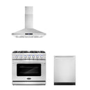 Cosmo 3 - Piece Appliance Package - 36-Inch Gas Range, 36-Inch Wall Mount Range Hood and 24-Inch Dishwasher (COS-3PKG-038)