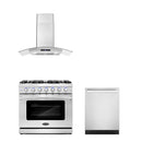 Cosmo 3 - Piece Appliance Package - 36-Inch Gas Range, 36-Inch Wall Mount Range Hood and 24-Inch Dishwasher (COS-3PKG-040)