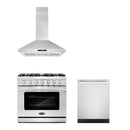 Cosmo 3 - Piece Appliance Package - 36-Inch Gas Range, 36-Inch Island Range Hood and 24-Inch Dishwasher (COS-3PKG-044)