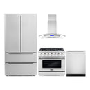 Cosmo 4-Piece Appliance Package - 36-Inch Gas Range, Island Range Hood, Dishwasher, and Refrigerator in Stainless Steel (COS-4PKG-057)