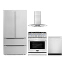 Cosmo 4-Piece Appliance Package - 30-Inch Gas Range, Wall Mount Range Hood, Dishwasher and Refrigerator in Stainless Steel (COS-4PKG-126)