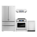 Cosmo 4-Piece Appliance Package - 30-Inch Single Oven Electric Range, Under Cabinet Range Hood, Dishwasher and Refrigerator in Stainless Steel (COS-4PKG-156)