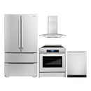 Cosmo 4-Piece Appliance Package - 30-Inch Single Oven Electric Range, Wall Mount Range Hood, Dishwasher and Refrigerator in Stainless Steel (COS-4PKG-174)