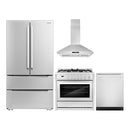Cosmo 4-Piece Appliance Package - 36-Inch Single Oven Gas Range, Island Range Hood, Dishwasher and Refrigerator in Stainless Steel (COS-4PKG-214)