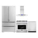 Cosmo 4-Piece Appliance Package - 36-Inch Gas Range, Island Range Hood, Dishwasher and Refrigerator in Stainless Steel (COS-4PKG-247)