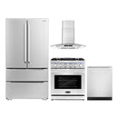 Cosmo 4-Piece Appliance Package - 30-Inch Gas Range, Wall Mount Range Hood, Dishwasher and Refrigerator (COS-4PKG-253)