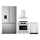 Cosmo 4-Piece Appliance Package - 30-Inch Single Oven Electric Range, Wall Mount Range Hood , Dishwasher and Refrigerator with Water Dispenser in Stainless Steel (COS-4PKG-644)