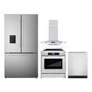 Cosmo 4-Piece Appliance Package - 30-Inch Single Oven Electric Range, Island Mount Range Hood, Dishwasher and Refrigerator with Water Dispenser in Stainless Steel (COS-4PKG-646)