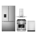 Cosmo 4-Piece Appliance Package - 30-Inch Gas Range, Wall Mount Range Hood, Dishwasher and Refrigerator with Water Dispenser in Stainless Steel (COS-4PKG-656)