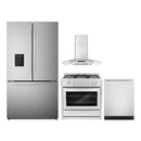 Cosmo 4-Piece Appliance Package - 36-Inch Single Oven Dual Fuel Range, Wall Mount Range Hood, Dishwasher and Refrigerator with Water Dispenser in Stainless Steel (COS-4PKG-674)