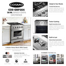 Cosmo 4-Piece Appliance Package - 30-Inch Gas Range, Island Mount Range Hood, Dishwasher and Refrigerator with Water Dispenser in Stainless Steel (COS-4PKG-657)