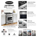 Cosmo 4-PIece Appliance Package - 30-Inch Gas Range, Under Cabinet Range Hood, Dishwasher and Refrigerator in Stainless Steel (COS-4PKG-018)