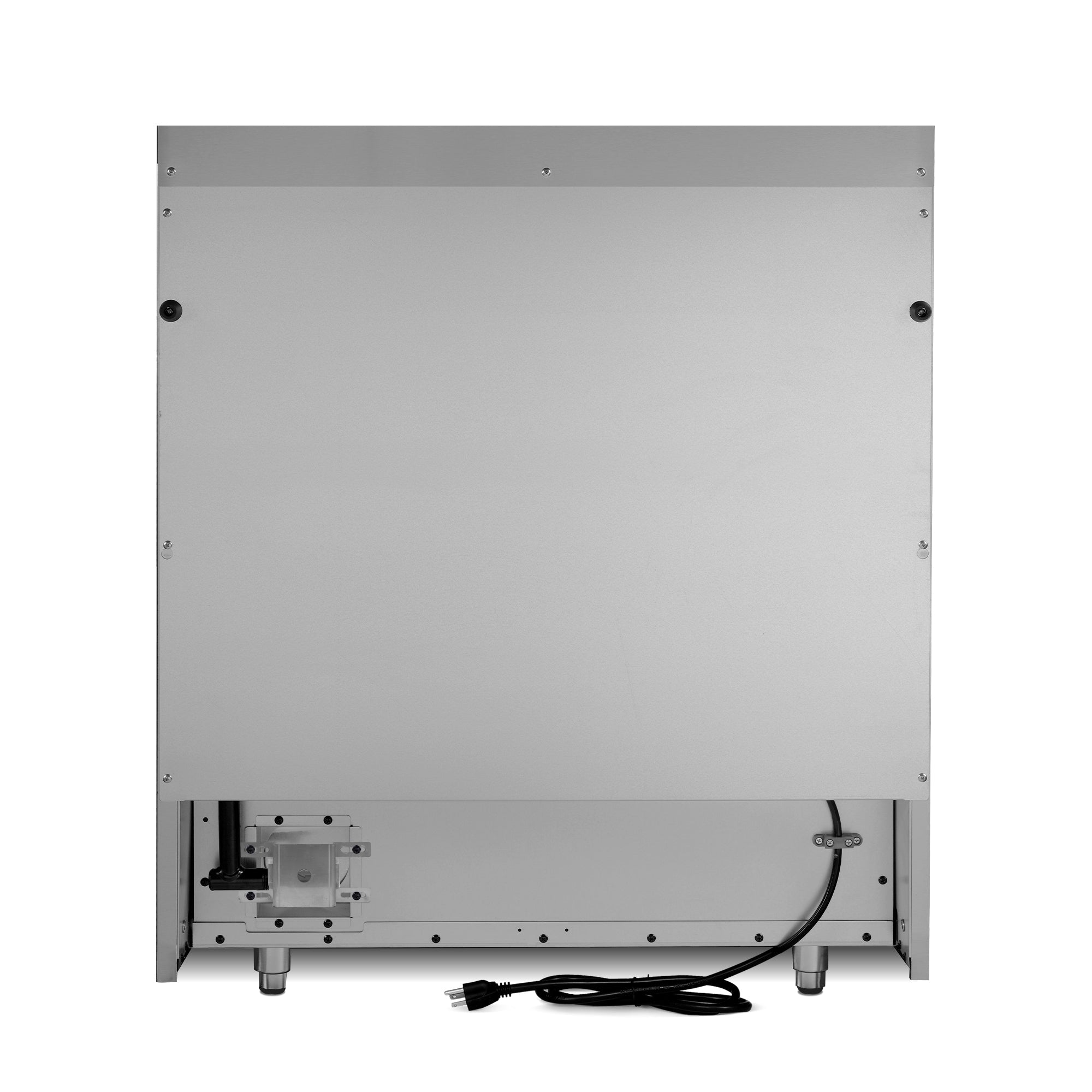 Stainless steel range hood back panel with screws and power cord