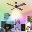 Parrot Uncle 52-Inch Bucholz Industrial Dimmable RGB LED Ceiling Fan with Remote and APP Control