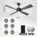 Parrot Uncle 52-Inch Bucholz Industrial Dimmable RGB LED Ceiling Fan with Remote and APP Control