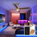 Parrot Uncle 52-Inch Bucholz Industrial Dimmable RGB LED Ceiling Fan with Remote and APP Control
