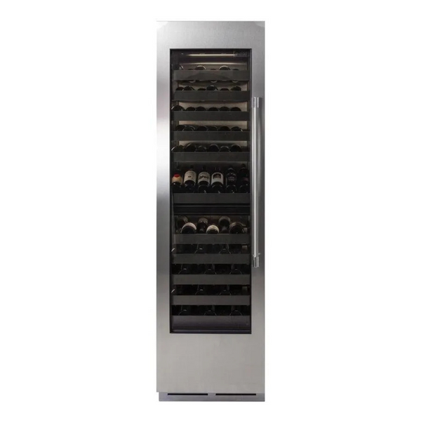 Perlick C-Series 24 Inch Dual-Zone Wine Cooler with 68 Bottle Capacity in Stainless Steel 6" Toe Kick with Left Hinge (CR24D-2-4LL, CR-SG-24PDL6)