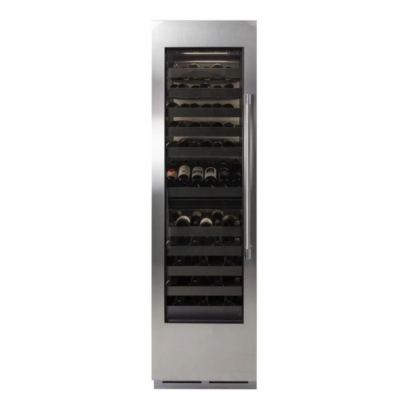 Perlick C-Series 24 Inch Dual-Zone Wine Cooler with 68 Bottle Capacity in Stainless Steel 6" Toe Kick with Left Hinge (CR24D-2-4LL, CR-SG-24PDL6)