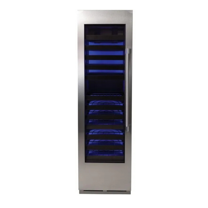 Perlick C-Series 24 Inch Single-Zone Wine Cooler with 74 Bottle Capacity in Stainless Steel 4" Toe Kick with Left Hinge (CR24W-2-4LL, CR-SG-24PDL4)