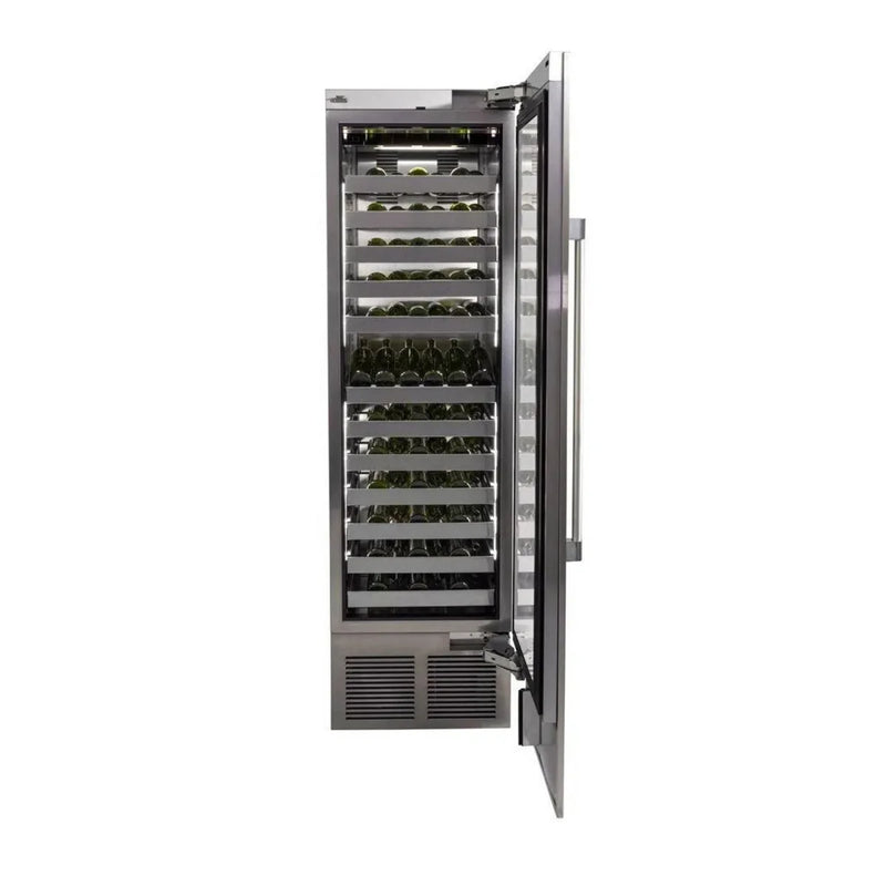 Perlick C-Series 24 Inch Single-Zone Wine Cooler with 74 Bottle Capacity in Stainless Steel 6" Toe Kick with Right Hinge (CR24W-2-4RL, CR-SG-24PDR6)