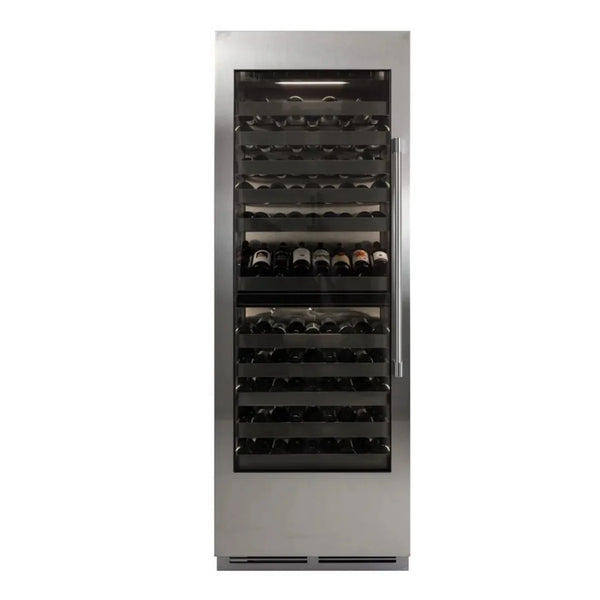 Perlick C-Series 30 Inch Dual-Zone Wine Cooler with 100 Bottle Capacity in Stainless Steel 4" Toe Kick with Left Hinge (CR30D-2-4LL, CR-SG-30PDL4)