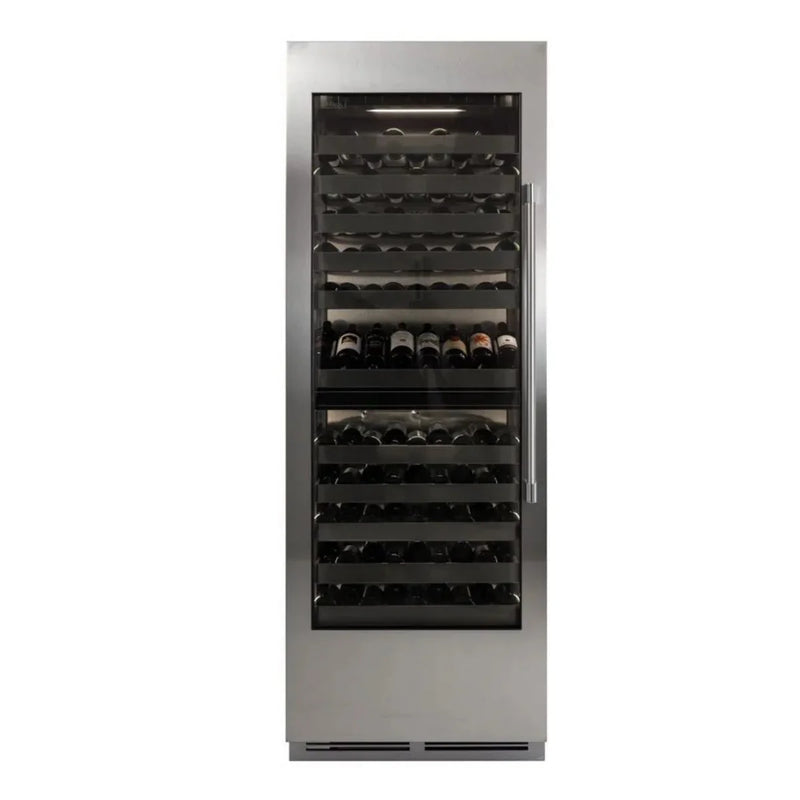 Perlick C-Series 30 Inch Dual-Zone Wine Cooler with 100 Bottle Capacity in Stainless Steel 6" Toe Kick with Left Hinge (CR30D-2-4LL, CR-SG-30PDL6)