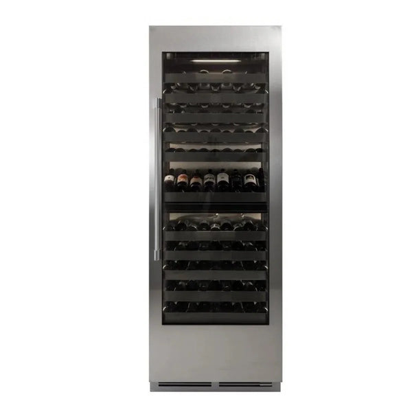 Perlick C-Series 30 Inch Dual-Zone Wine Cooler with 100 Bottle Capacity in Stainless Steel 4" Toe Kick with Right Hinge (CR30D-2-4RL, CR-SG-30PDR4)