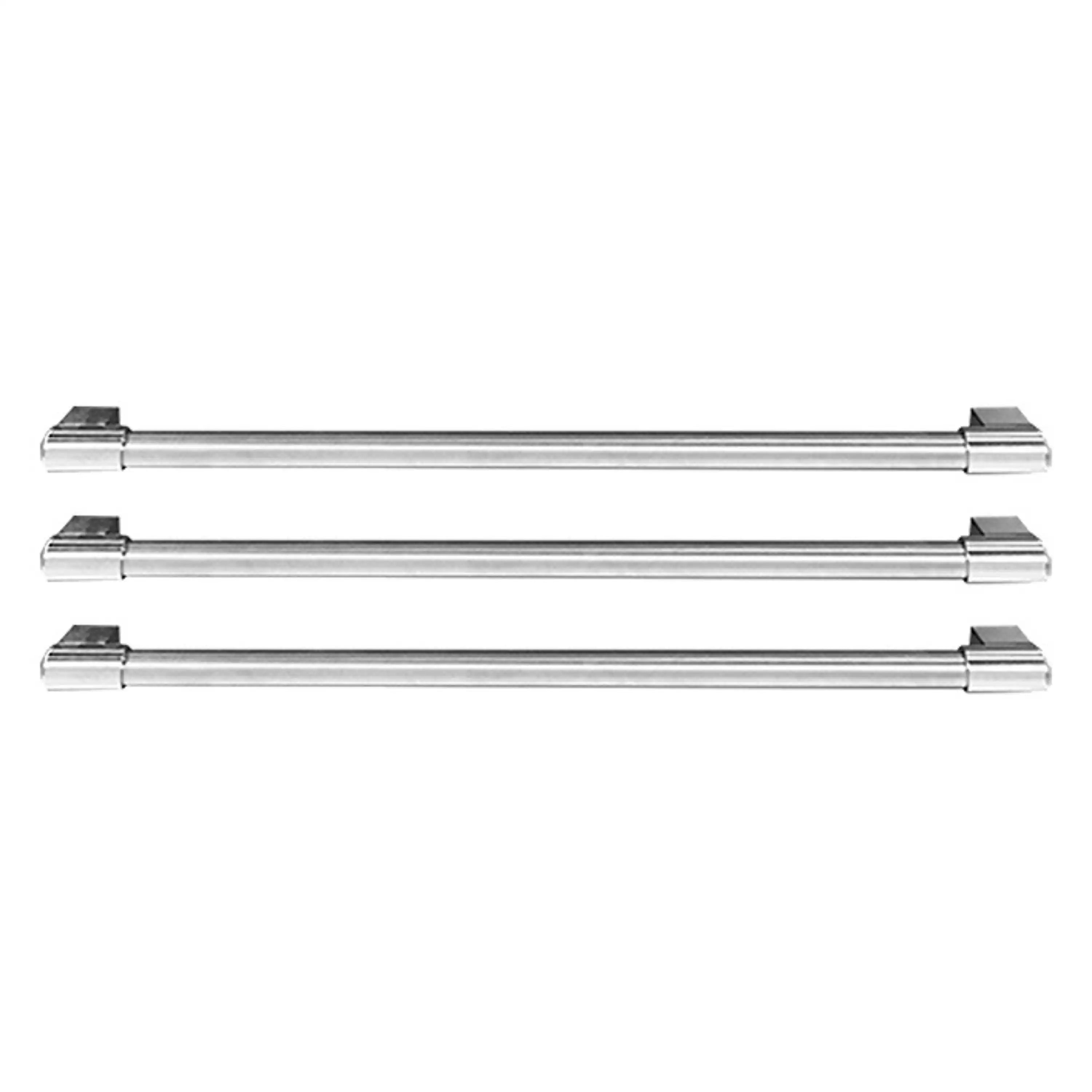 Refrigerator handle kit with three chrome-satin bar handles and matching end caps