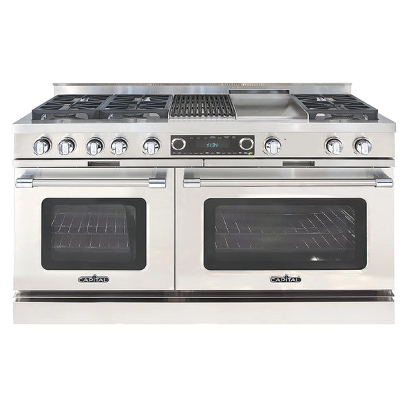 Capital 60-Inch Grand Chef Dual Fuel Range in Stainless Steel with 6 Sealed Burners, Grill, & Griddle (CSB604BG2)