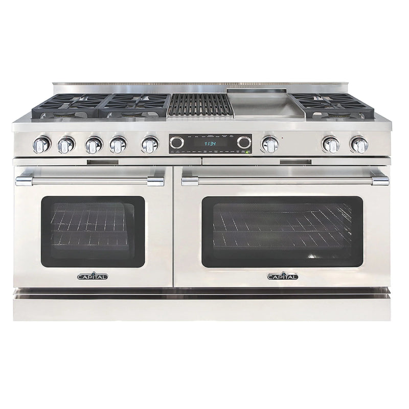 Capital 60-Inch Grand Chef Dual Fuel Range in Stainless Steel with 6 Sealed Burners, Grill, & Griddle (CSB604BG2)
