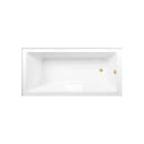 Kingston Brass Aqua Eden 66" Acrylic Rectangular 3-Wall Alcove Tub Combo with Waste and Overflow Drain (Right Hand Drain), Glossy White/Polished Brass (CVTAP663222R2)