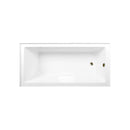 Kingston Brass Aqua Eden 66" Acrylic Rectangular 3-Wall Alcove Tub Combo with Waste and Overflow Drain (Right Hand Drain), Glossy White/Antique Brass (CVTAP663222R3)