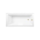 Kingston Brass Aqua Eden 66" Acrylic Rectangular 3-Wall Alcove Tub Combo with Waste and Overflow Drain (Right Hand Drain), Glossy White/Brushed Brass (CVTAP663222R7)