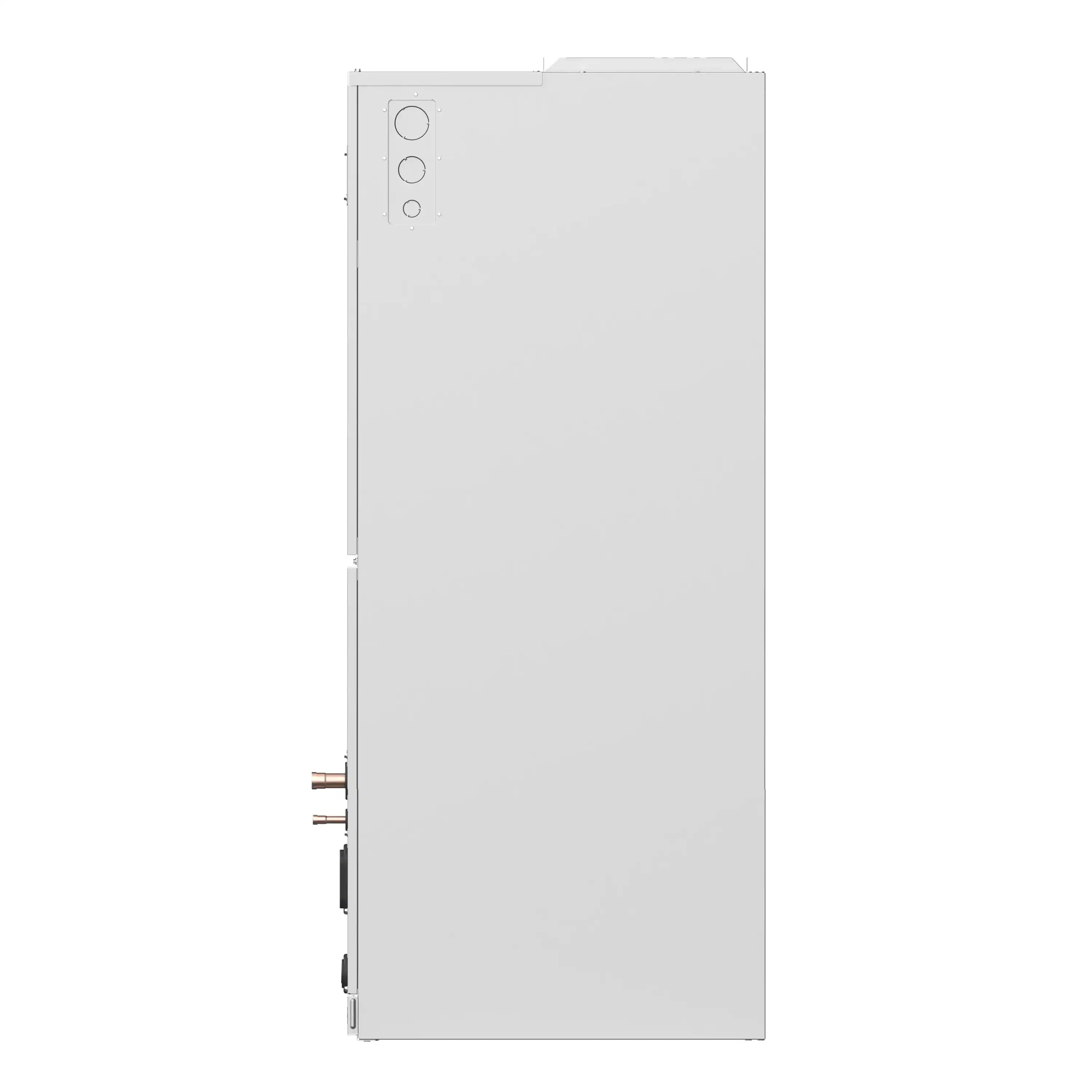 Tall white-gray ducted air handler with top access panel and side service area