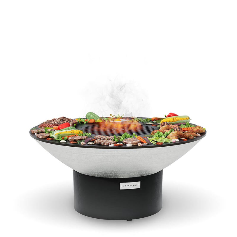 Arteflame XXL 40" Platinum Edition Fire Pit in Stainless Steel With Cooktop