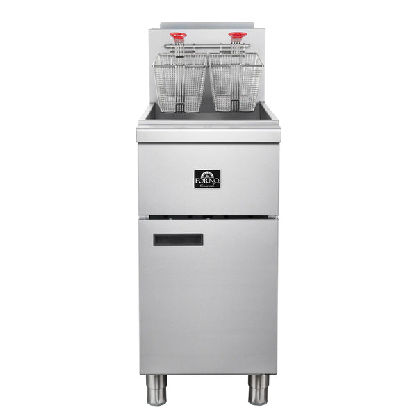 Forno Commerciale Natural Gas Deep Fryer with 4 Burners 120,000 BTU, 50 Lbs Oil Capacity (FCMGF0023)