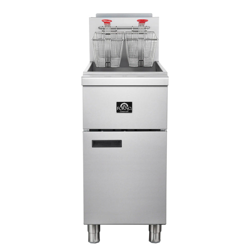 Forno Commerciale Natural Gas Deep Fryer with 4 Burners 120,000 BTU, 50 Lbs Oil Capacity (FCMGF0023)