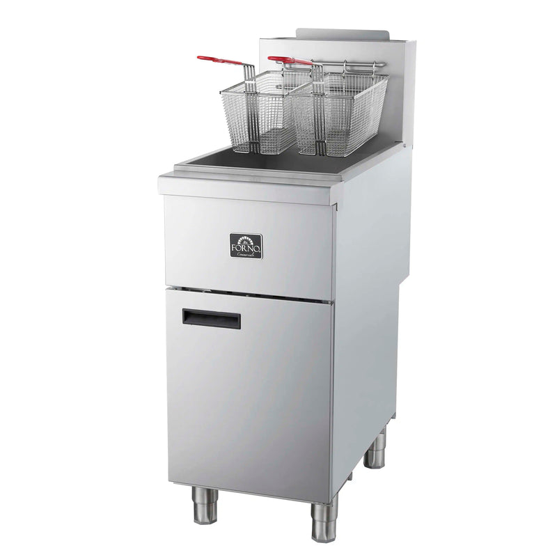 Forno Commerciale Natural Gas Deep Fryer with 3 Burners 90,000 BTU, 40 Lbs Oil Capacity, Millivolt Control (FCMGF0048)