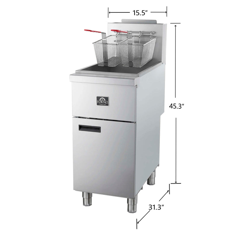 Forno Commerciale Propane Gas Deep Fryer with 4 Burners 120,000 BTU, 50 Lbs Oil Capacity, Millivolt Control (FCMGF0030)