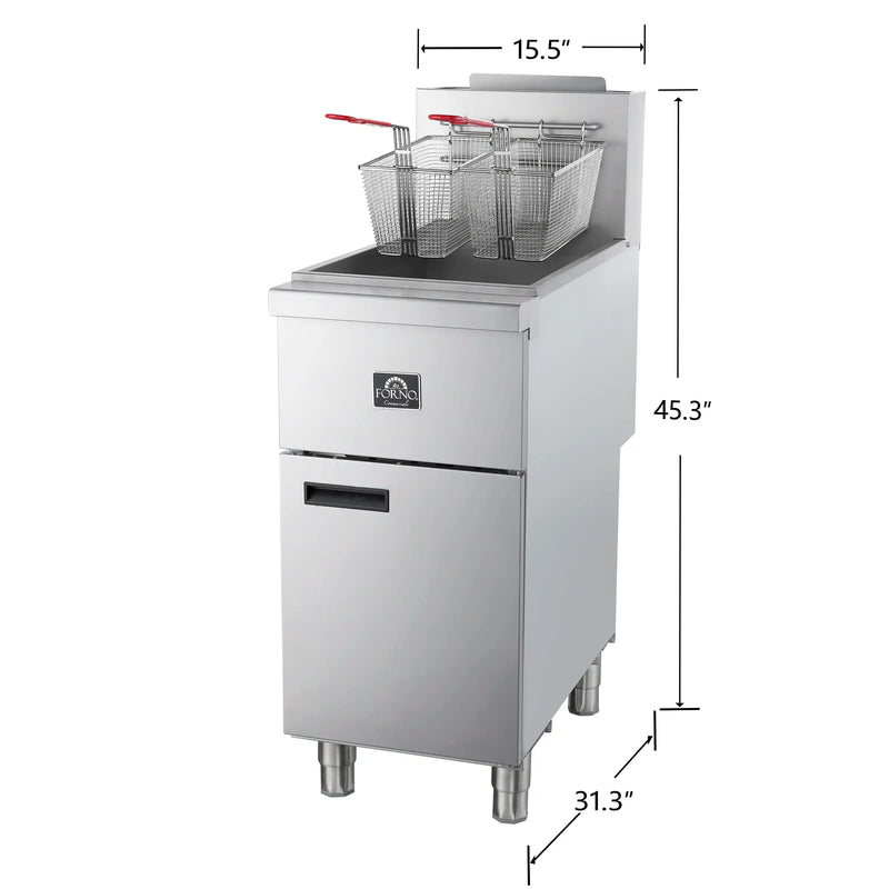 Forno Commerciale Propane Gas Deep Fryer with 3 Burners 90,000 BTU, 40 Lbs Oil Capacity (FCMGF0016)